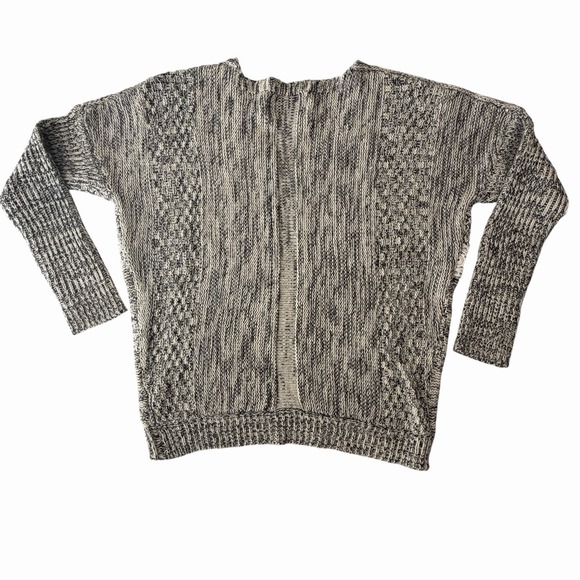 Paper‎ Crane Marled Sweater V-Neck Small Gray White Embroidered Crochet Lace EUC - Picture 2 of 8